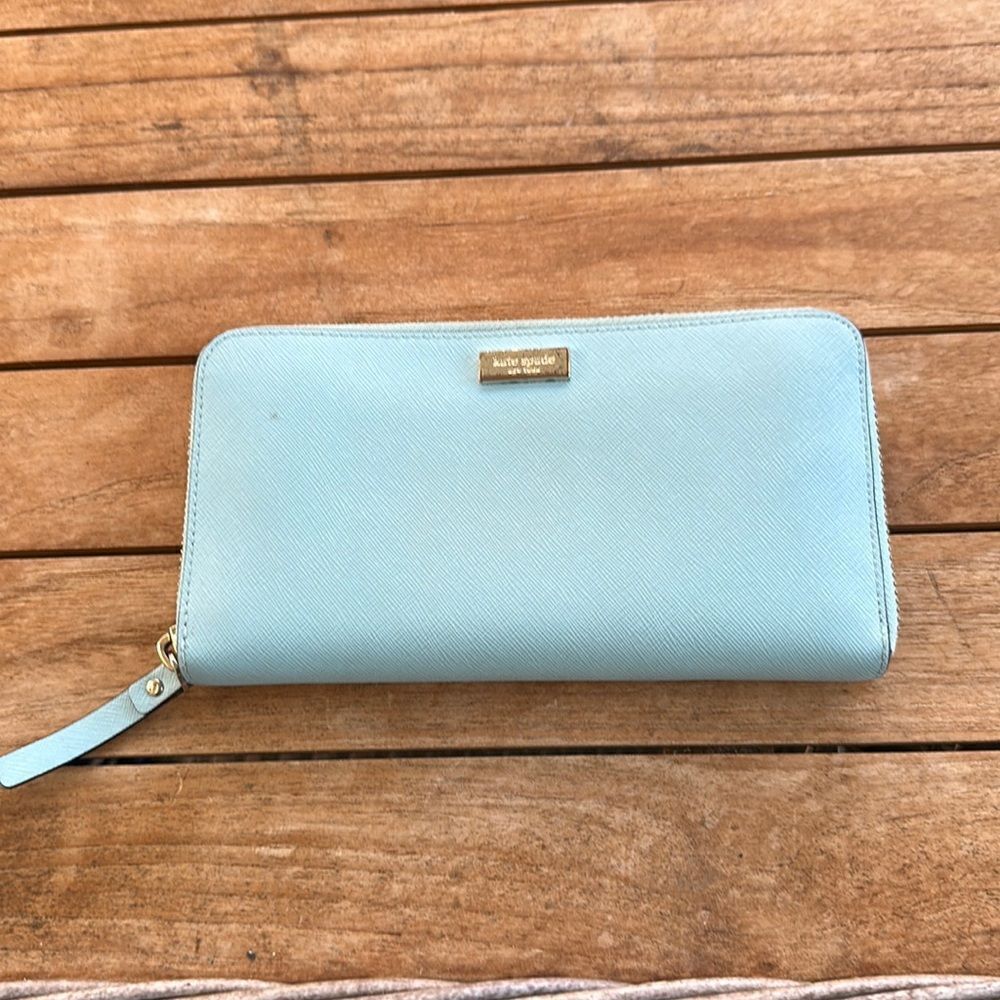 kate spade Light Blue Zip-Around Wallet